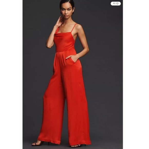 NWT- Anthropologie Red Cowl-Neck Jumpsuit - 12